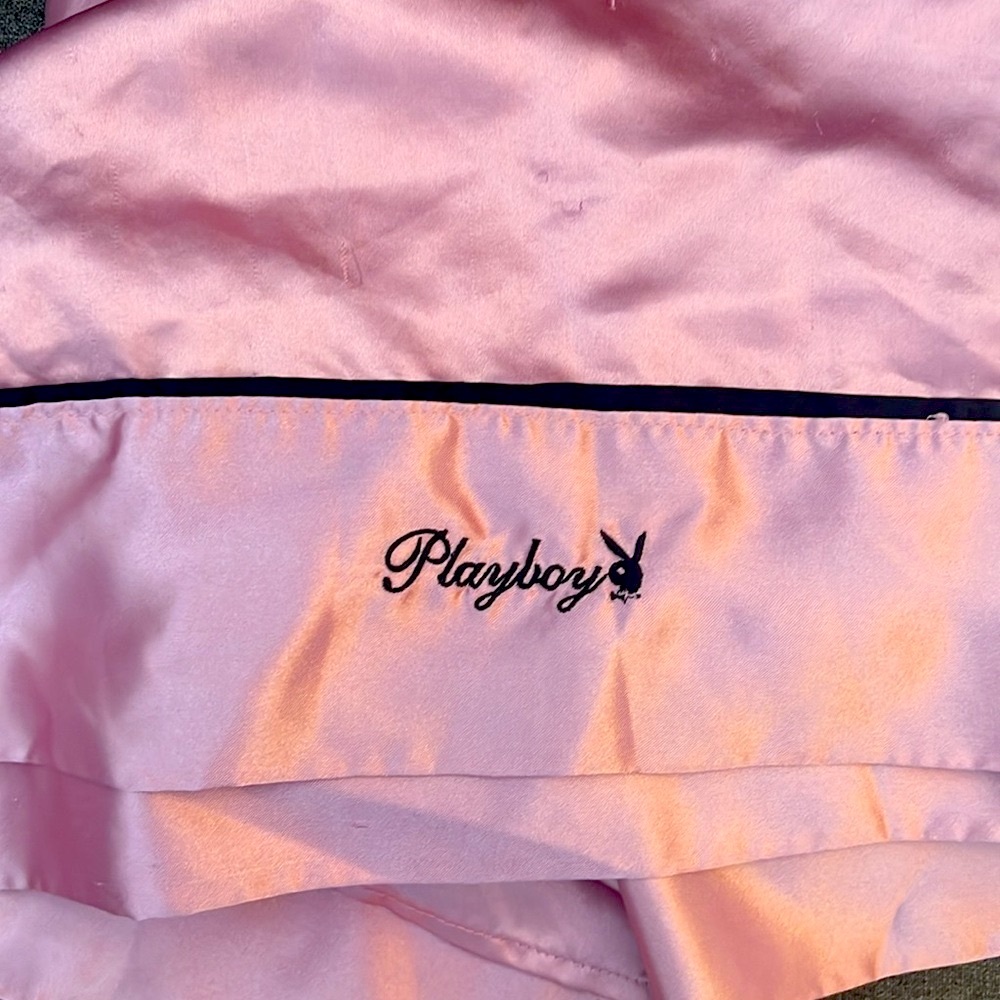 •Rare•Pink Satin PLAYBOY BUNNY Flat Sheet Vintage